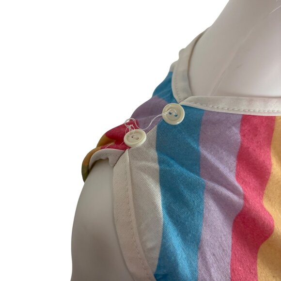 Vintage 80s Striped Dress Womens Small Pastel Rainbow Stripes Polyester Sheath - Picture 13 of 13